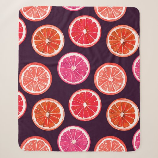 Hand geschilderd Citrus donker patroon Sherpa Deken (Voorkant)