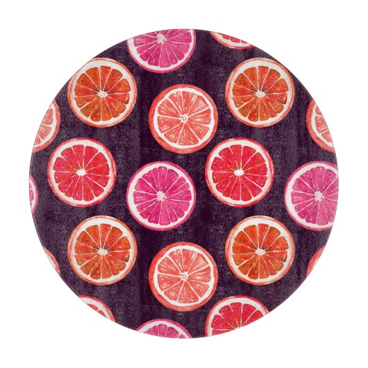 Hand geschilderd Citrus donker patroon Snijplank (Voorkant)