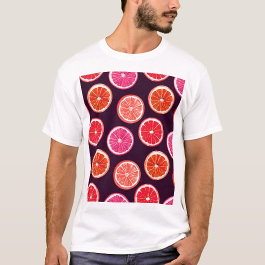 Hand geschilderd Citrus donker patroon T-shirt (Voorkant)