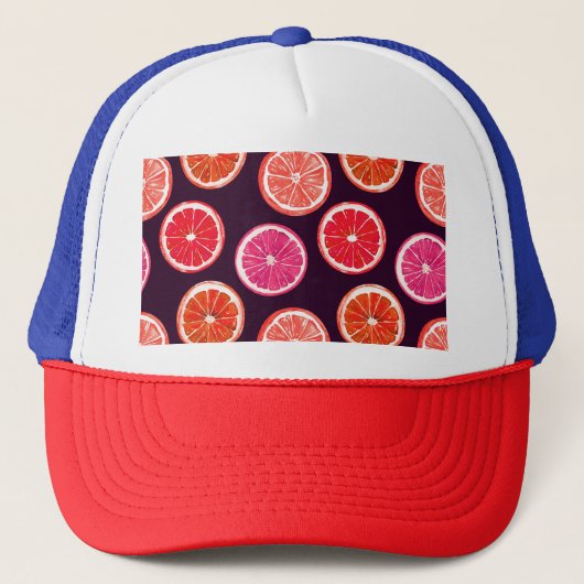 Hand geschilderd Citrus donker patroon Trucker Pet (Voorkant)