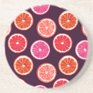 Hand geschilderd Citrus donker patroon Zandsteen Onderzetter