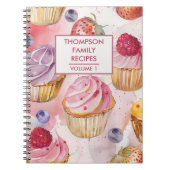 Hand geschilderd cupcake bessen gepersonaliseerd r notitieboek (Voorkant)