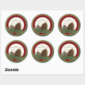 Hand geschilderd dennenappel naam gouden glitter a ronde sticker (Vel)