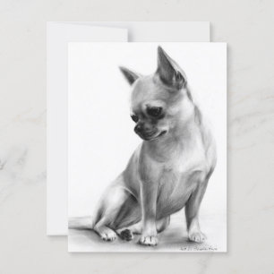 Hand geschilderd doordachte Chihuahua kunstwerk Briefkaart