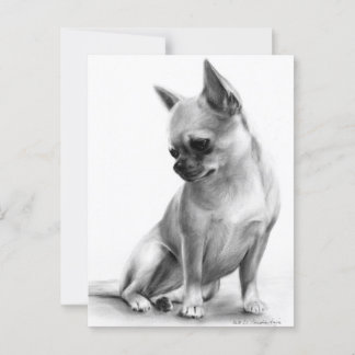 Hand geschilderd doordachte Chihuahua kunstwerk Briefkaart