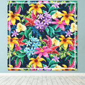 Hand geschilderd exotische bloemenpatroon-23001 canvas afdruk (Insitu (Houten vloer))