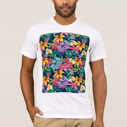 Hand geschilderd exotische bloemenpatroon-23001 t-shirt (Voorkant)