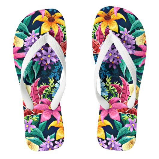 Hand geschilderd exotische bloemenpatroon-23001 teenslippers (Voetbed)