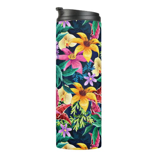 Hand geschilderd exotische bloemenpatroon-23001 thermosbeker (Geroteerd rechts)