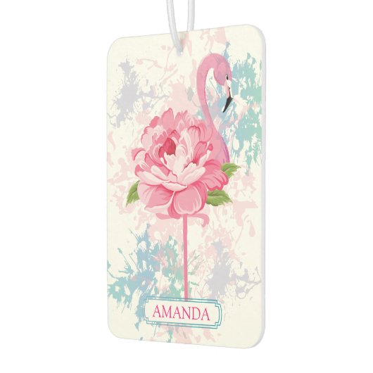 Hand geschilderd flamingo Monogram Luchtverfrisser (Links)