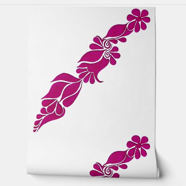 Hand geschilderd Floral botanische roze Peel en St Behang (Afrollen)