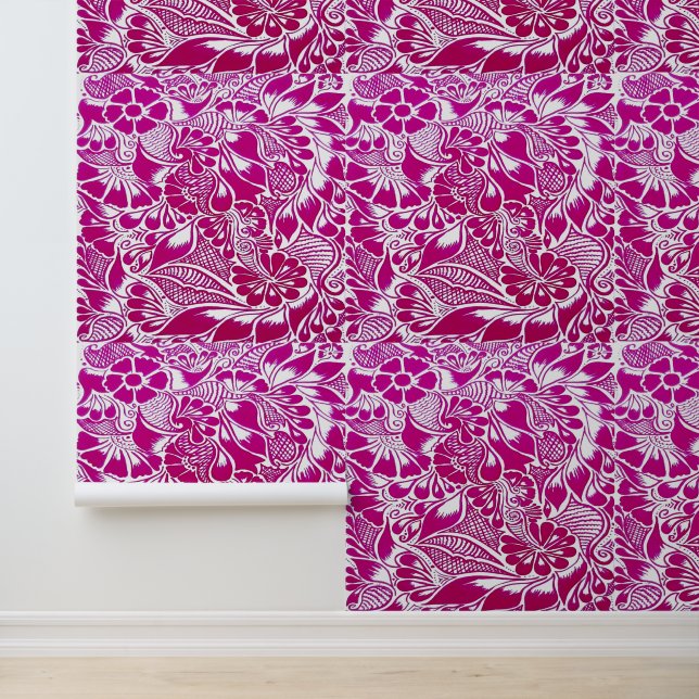 Hand geschilderd Floral Mehndi Henna Peel en Stick Behang (Applicatie)