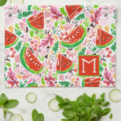 Hand geschilderd fruit patroon monogram theedoek (Gevouwen)