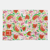 Hand geschilderd fruit patroon monogram theedoek (Horizontaal)