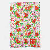 Hand geschilderd fruit patroon monogram theedoek (Verticaal)