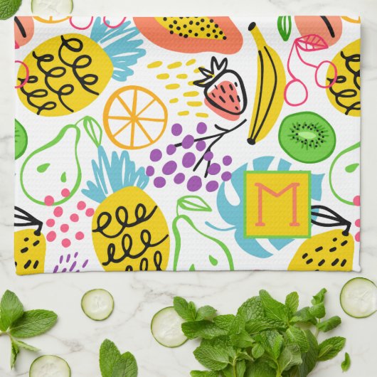 Hand geschilderd fruitpatroon theedoek (Gevouwen)