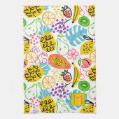 Hand geschilderd fruitpatroon theedoek (Verticaal)