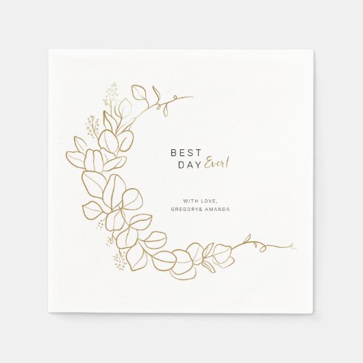 Hand geschilderd gouden bladeren Lijst bruiloft Servet (Voorkant)