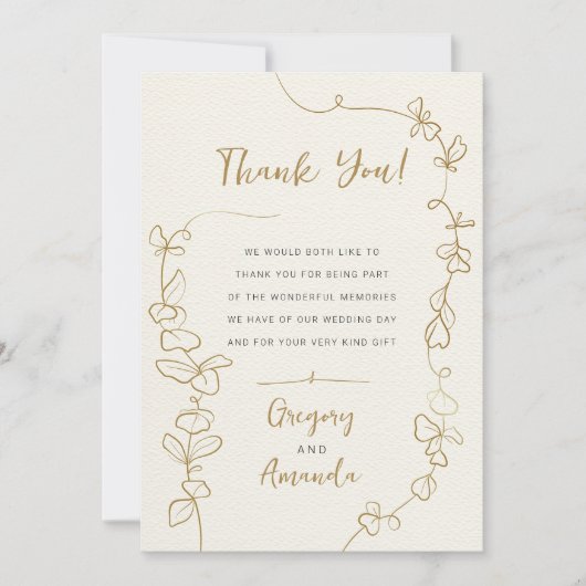 Hand geschilderd gouden bladeren Lijst dank u Kaart (Voorkant)