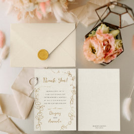 Hand geschilderd gouden bladeren Lijst dank u Kaart