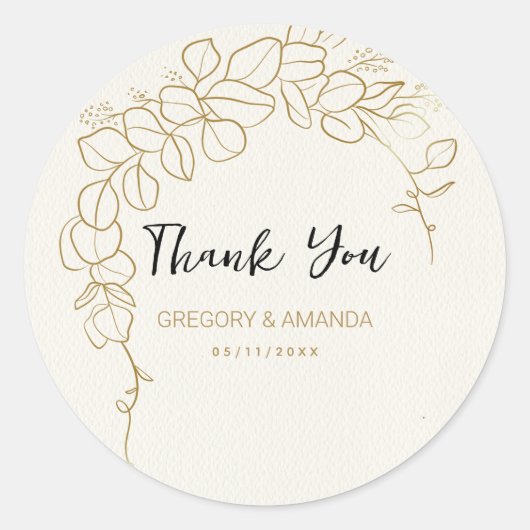 Hand geschilderd gouden bladeren Lijst Ronde Sticker (Voorkant)