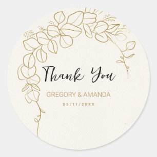 Hand geschilderd gouden bladeren Lijst Ronde Sticker