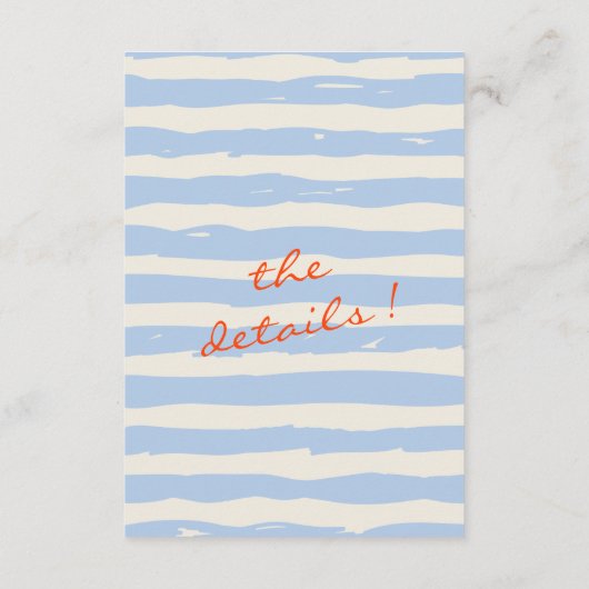 Hand geschilderd grillige bruiloft details informatiekaartje (Achterkant)