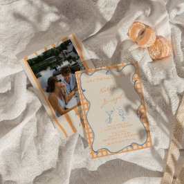 Hand geschilderd grillige kleurrijke foto bruiloft kaart