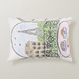 Hand geschilderd grillige Parijs Eiffeltoren RECHT Accent Kussen