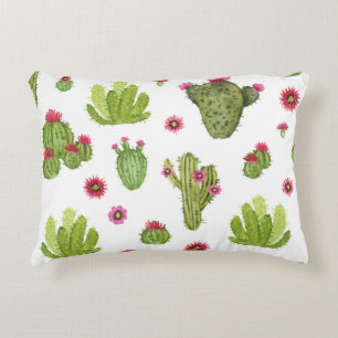 Hand geschilderd groen cactus patroon accent kussen