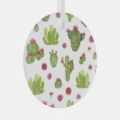 Hand geschilderd groen cactus patroon glas ornament (Voorkant Rechts)