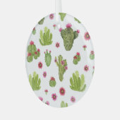 Hand geschilderd groen cactus patroon glas ornament (Voorkant links)