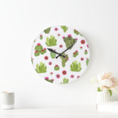 Hand geschilderd groen cactus patroon grote klok (Huis)