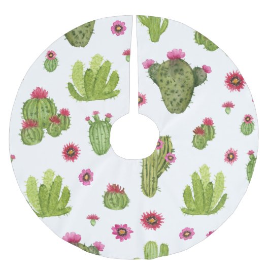Hand geschilderd groen cactus patroon kerstboom rok (Voorkant)