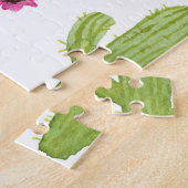 Hand geschilderd groen cactus patroon legpuzzel (Zijkant)