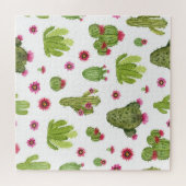 Hand geschilderd groen cactus patroon legpuzzel (Horizontaal)