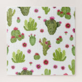 Hand geschilderd groen cactus patroon legpuzzel (Verticaal)