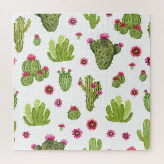 Hand geschilderd groen cactus patroon legpuzzel