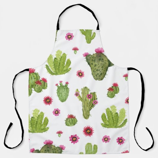 Hand geschilderd groen cactus patroon schort (Voorkant)