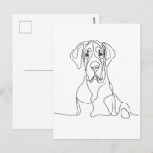 Hand geschilderd Grote Deen Line Art Briefkaart (Voorkant / Achterkant)