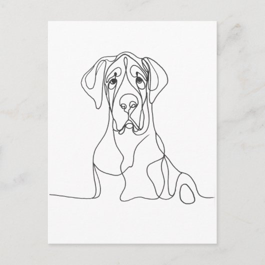 Hand geschilderd Grote Deen Line Art Briefkaart (Voorkant)
