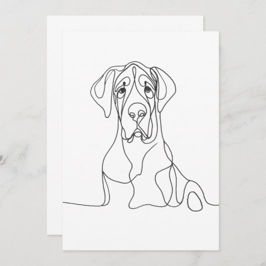 Hand geschilderd Grote Deen Line Art Kaart (Voorkant / Achterkant)