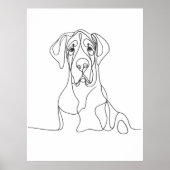 Hand geschilderd Grote Deen Line Art Poster (Voorkant)