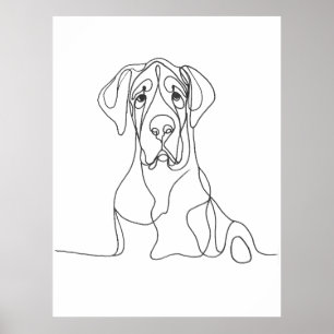 Hand geschilderd Grote Deen Line Art Poster