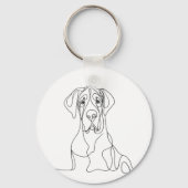 Hand geschilderd Grote Deen Line Art Sleutelhanger (Achterkant)