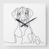 Hand geschilderd Grote Deen Line Art Vierkante Klok (Voorkant)