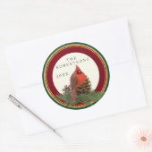 Hand geschilderd kardinaal dennenappel gepersonali ronde sticker (Envelop)