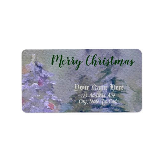 Hand geschilderd kerstboom retour adres label (Voorkant)