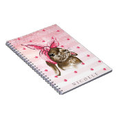 Hand geschilderd konijntje roze notitieboek (Rechterzijde)