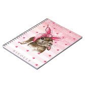 Hand geschilderd konijntje roze notitieboek (Linkerzijde)